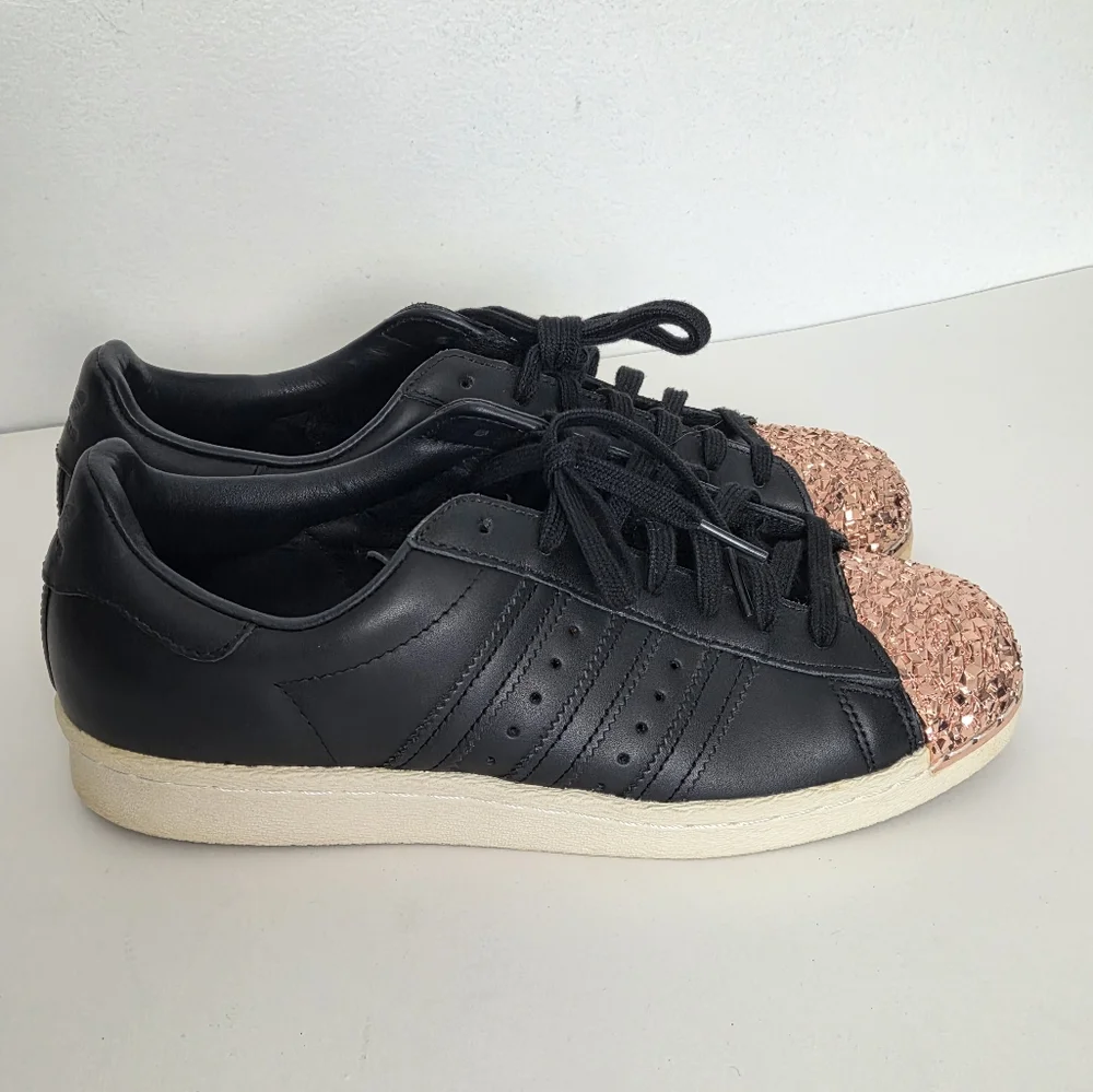 Rare Adidas Superstar 80s Black Gold Metal Toe Women’s Sz 7.5
